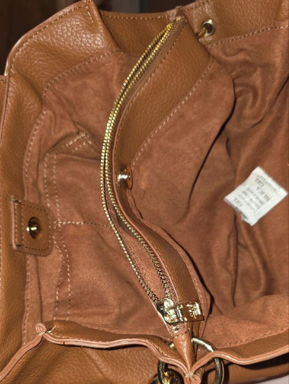 Steve Madden Tan Pebbled Leather Crossbody with Gold Hardware